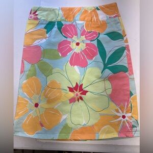 Talbots Petites Women’s Pencil Skirt, Size 2, Floral, Stretch,  Pinks/Greens